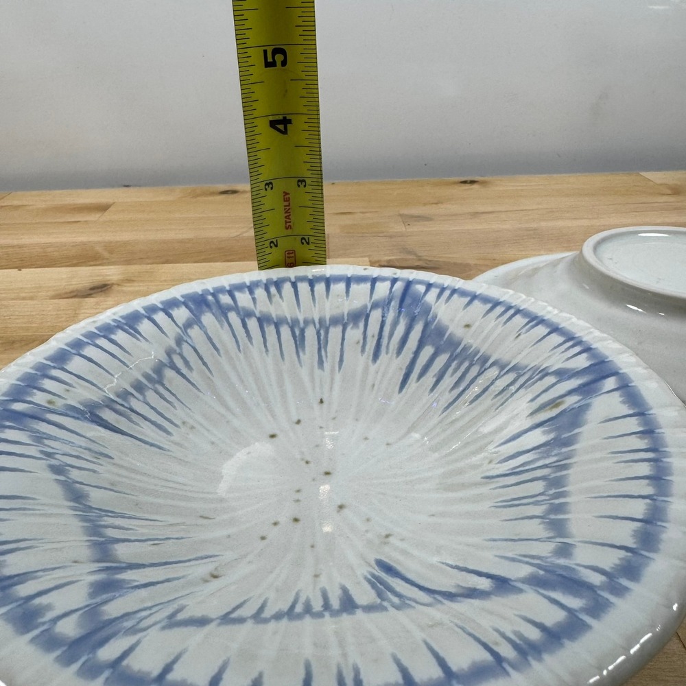 Anthropologie Blue White Starburst Stoneware Bowls Set of 2 Made in Japan 8.25" - Picture 7 of 7